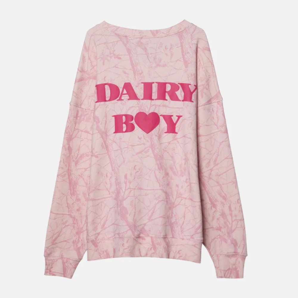 Dairy Boy - Valentine’s Pink Camo Sweatshirt (Pink/Hot Pink Lettering)